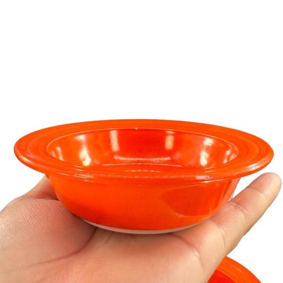 1960s Red Glass Dish Bowl Set 6 Kitchenware Painted Bowls Dishes Unmarked VTG - Picture 2 of 12